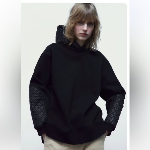 Women Zara Combination Quilted Hoodie Size Small - Picture 2 of 6